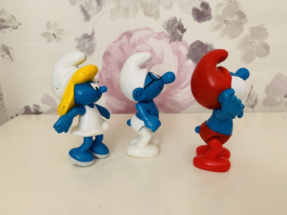 figurka Smerf, Smerfy Ważniak, Papa Smerf, Smerfetka McDonalds 2002