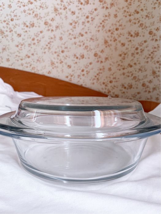 Каструля з кришкою скляна скляна жароміцна VaBene