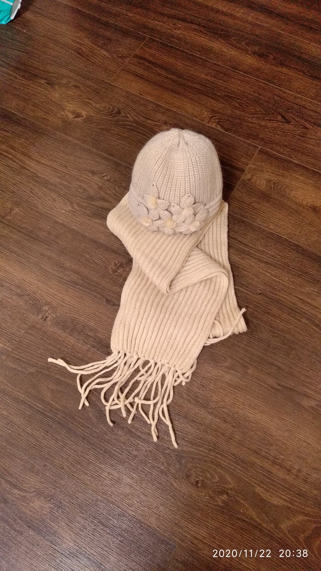 Шапка двойная+шарф для зимы