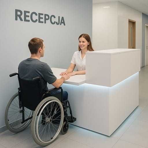 Lada Recepcyjna obniżony blat z udogodnieniem dla niepełnosprawnych