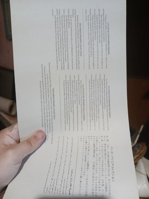 Folhetos parker canetas