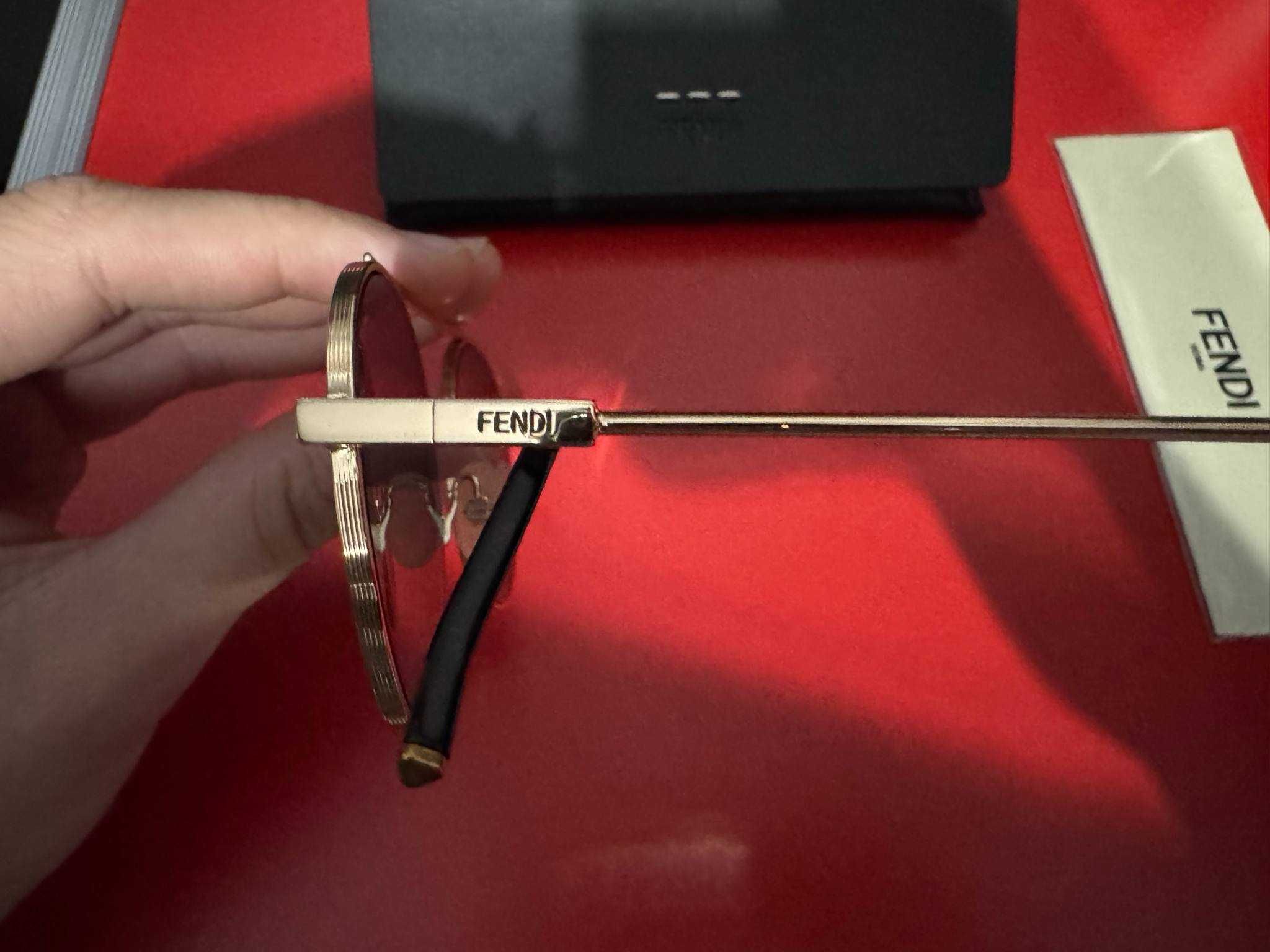 Okulary FENDI FF0221S - Zlote z granatowymi szklami - JAK NOWE!