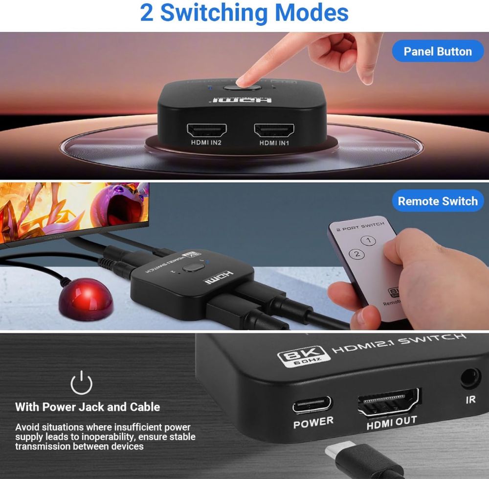 Rozdzielacza HDMI Switch 2 w 1