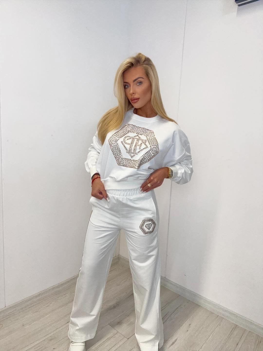 Piękny komplet dres z cyrkoniami dwa kolory paparazzi fashion