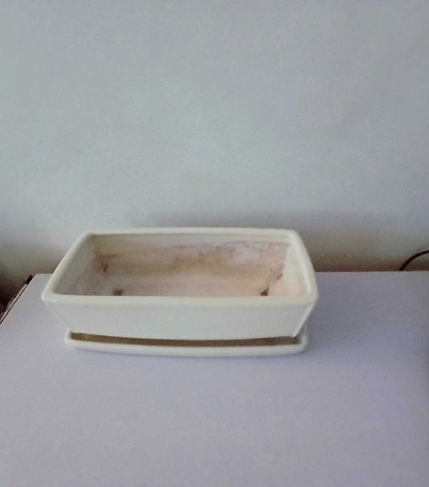 Doniczka Kaktusiarka prostokątna z ceramiki w kolorze bialy mat. 30cm