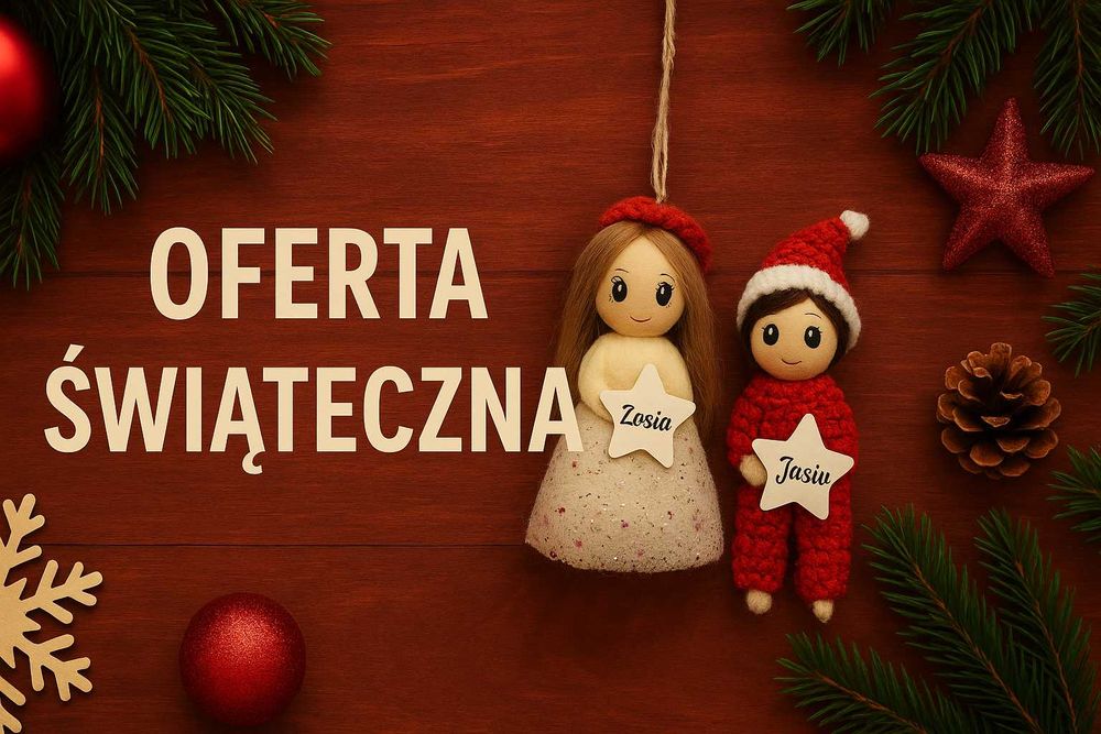 Świąteczne aniołki z imieniem – drewniane zawieszki, ozdoby na choinkę