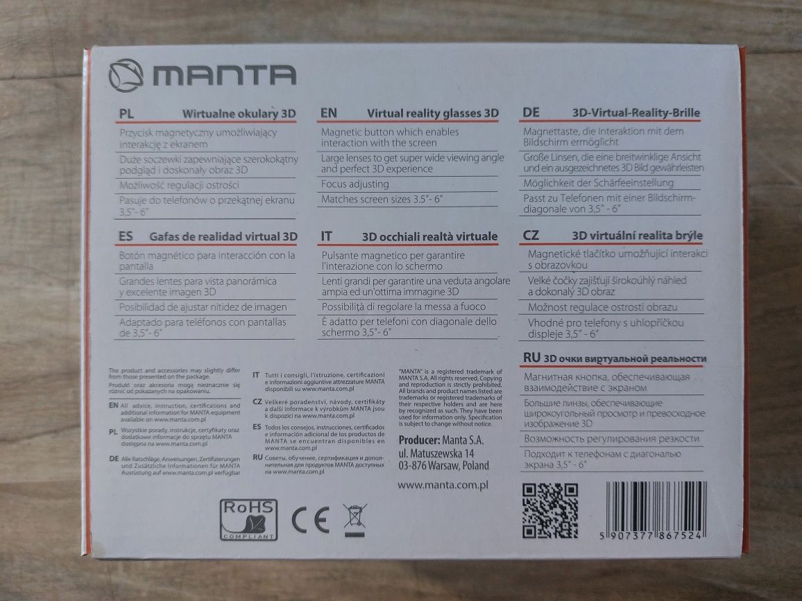 Manta okulary 3d