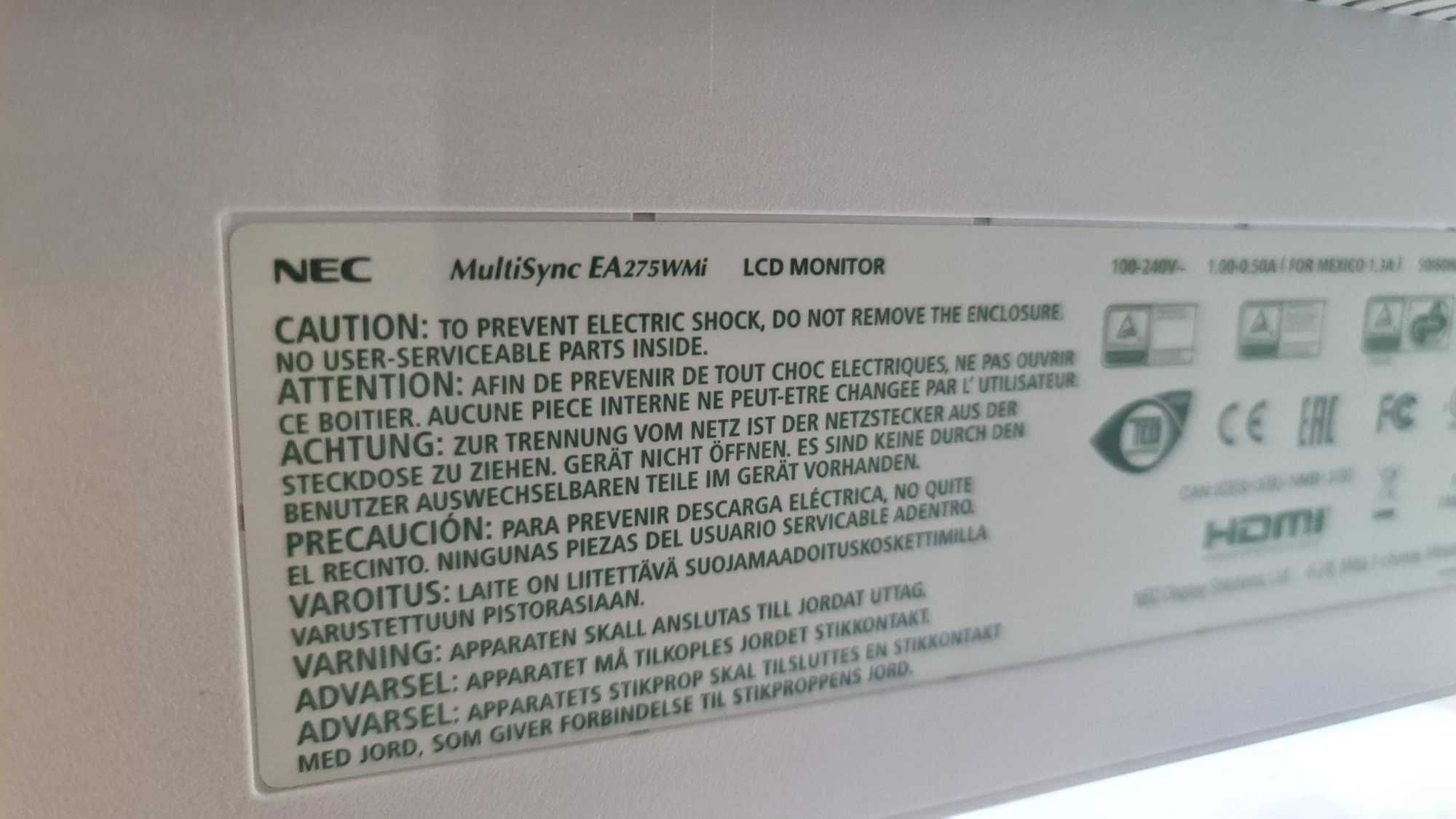 Monitor NEC multisync EA 275WMi
