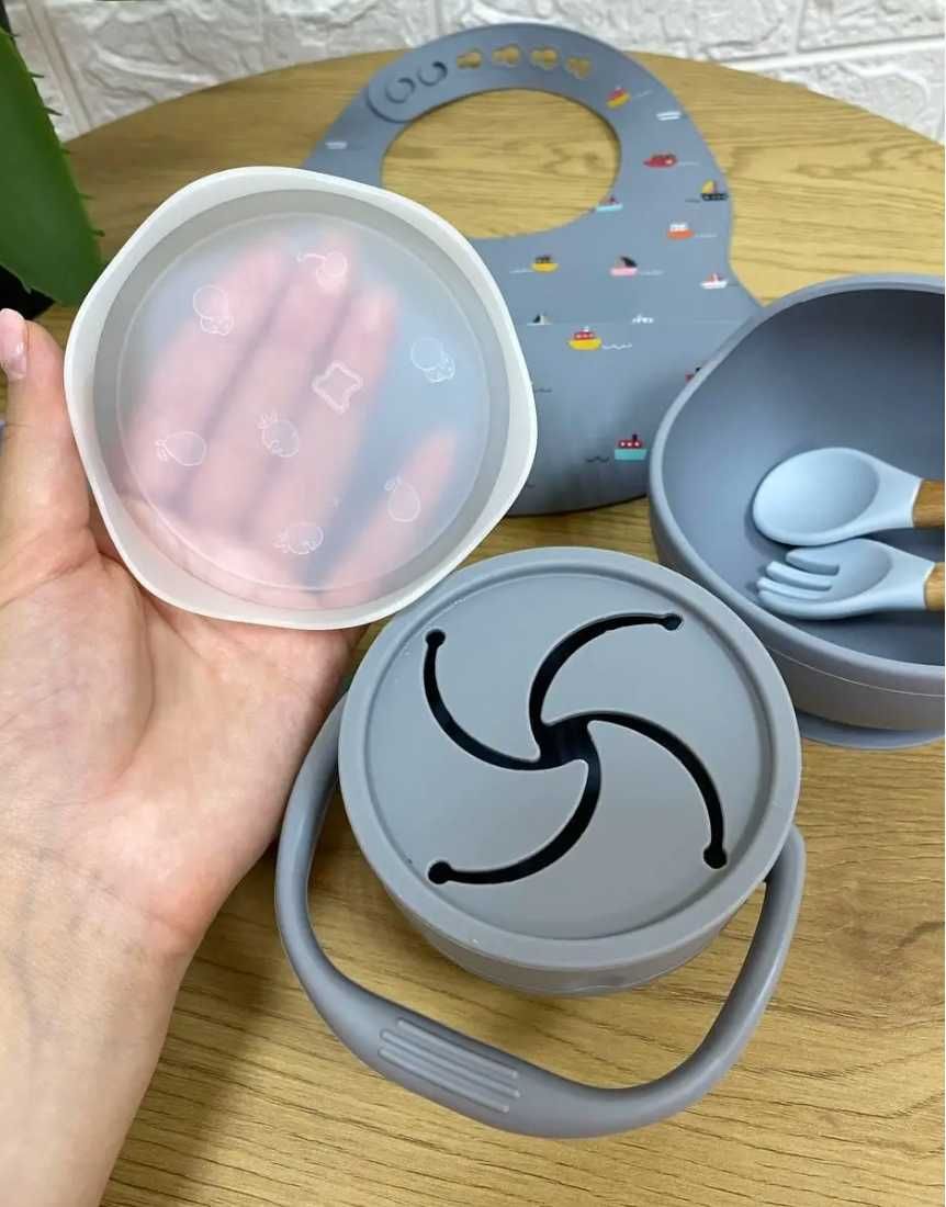 Акція посуд дитячий силіконовий 6предметів для прикорму миска снечниця