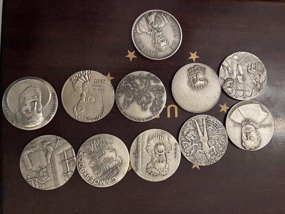 Colecao moedas comemorativas sobre Camoes em prata 925 Camoes