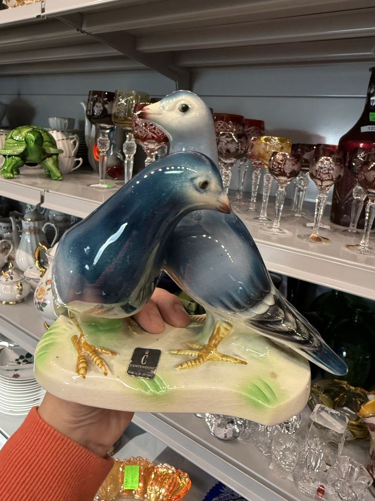 Stara retro figurka gołąb gołębie Cortendorf uszkodzone ptak 625