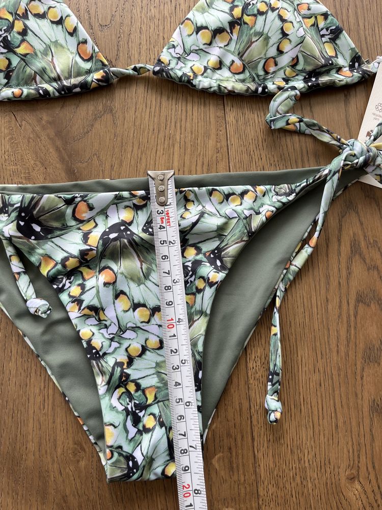 Strój kąpielowy dwuczęściowy bikini nowe z metką w kwiaty zielone