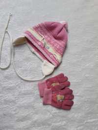 Czapka i rękawiczki dla dziewczynki na około 5-8 lat