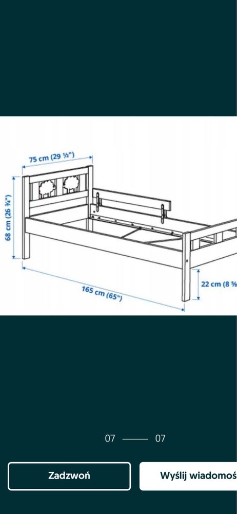 Łóżko Kritter IKEA dziecięce 70x160 cm z materacem