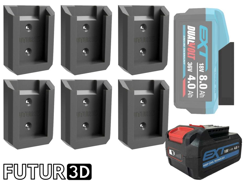 6x Uchwyt pojedynczy na akumulator Erbauer 18V EXT DualVolt bez blokad