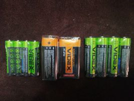 Батарейки VIDEX щелочные!! 18грн/шт пальчик и мизинчик (по4шт), Крона