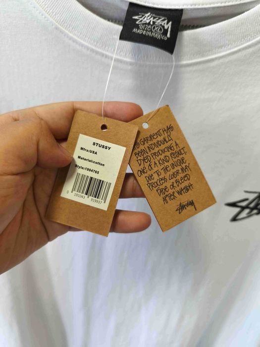 Stussy Męska Biała Koszulka z Nadrukiem Rozmiar XL