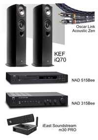 zestaw Hi-Fi NAD + Kef iQ70 + streamer