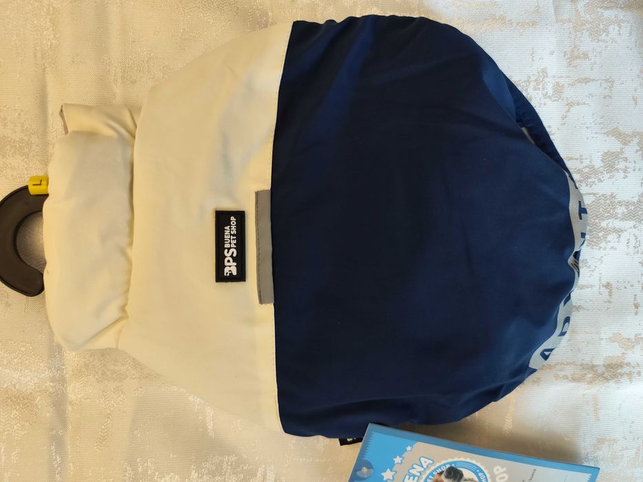 Casaco Impermeável azul e branco para Cão - Tamanho L