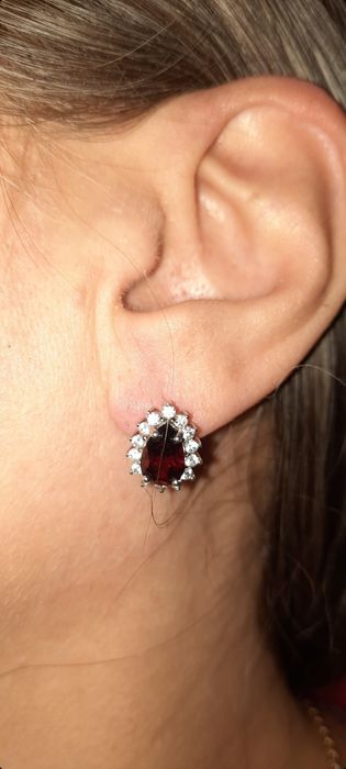 Серебряные серьги. Натуральный сапфир,  гранат, топаз. Срібні сережки