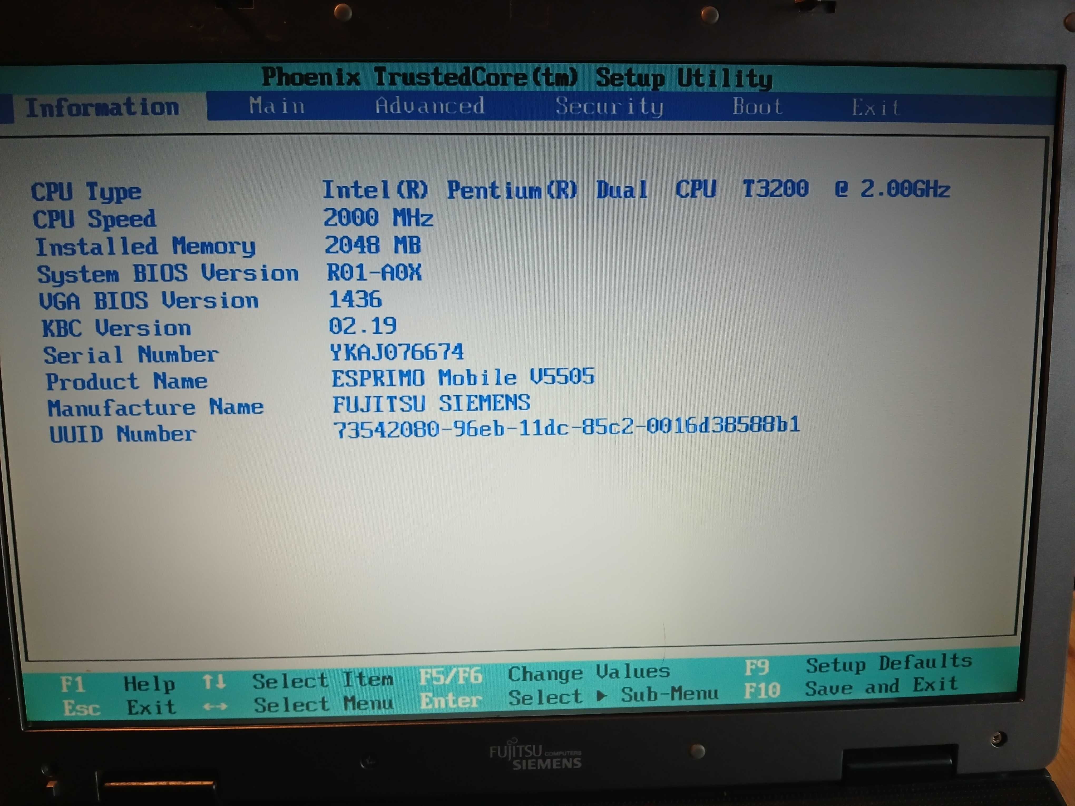 Laptop Fujitsu Siemens Esprimo
