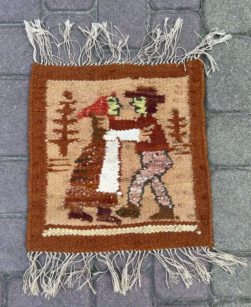 Kilim wełniany wintage PRL wełna ludowy