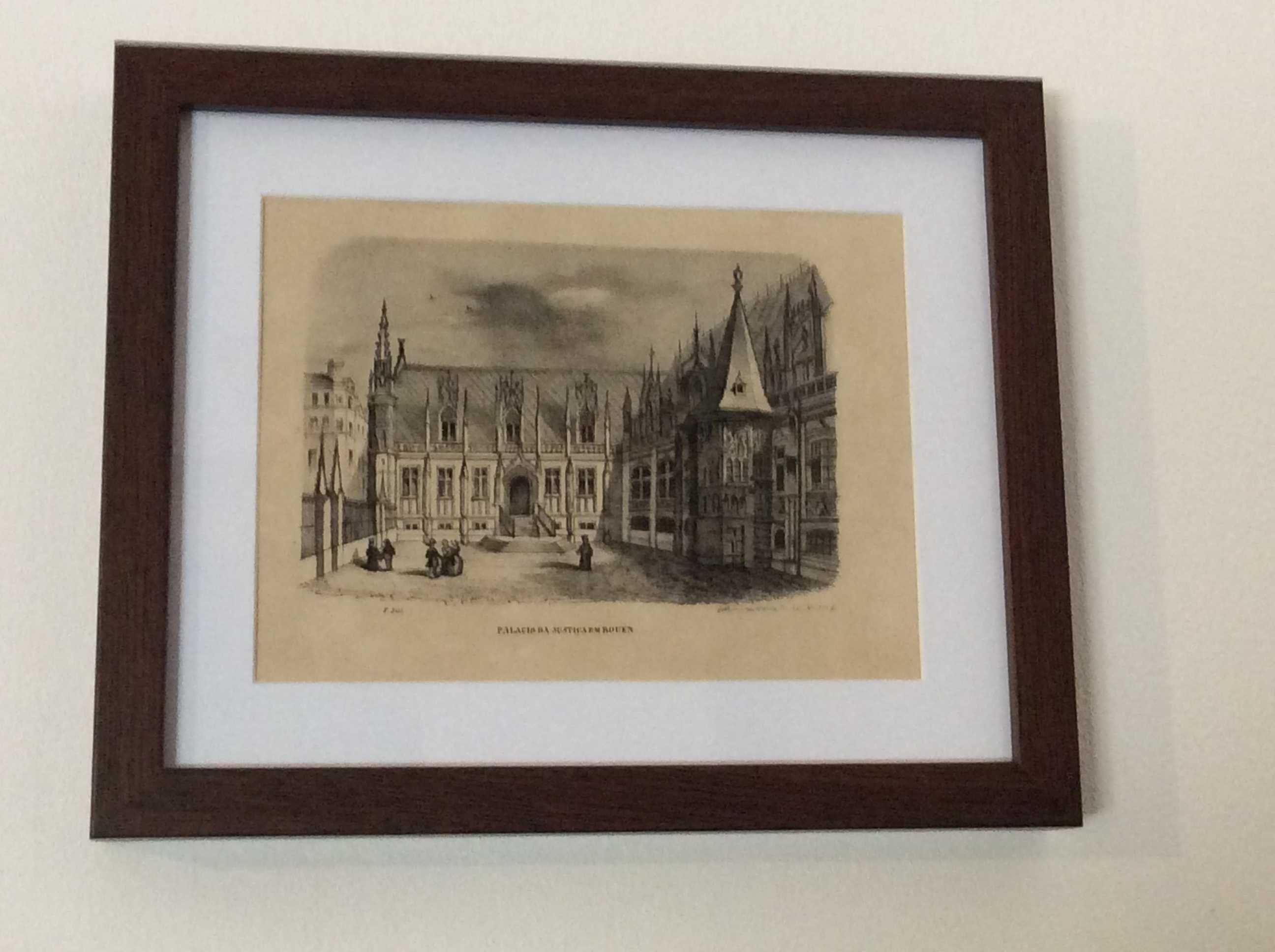 Palacio da justiça em Rouen ( França ). Grav. litográf. do século XIX