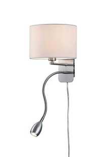 Kinkiet lampa ścienna 1x40W E14 + 3,1W LED 3000K nikiel mat / biały