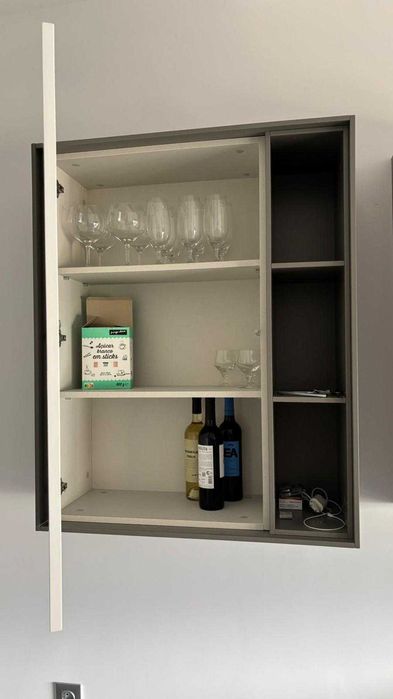 Módulos de Parede para Sala (Branco/Cinza)