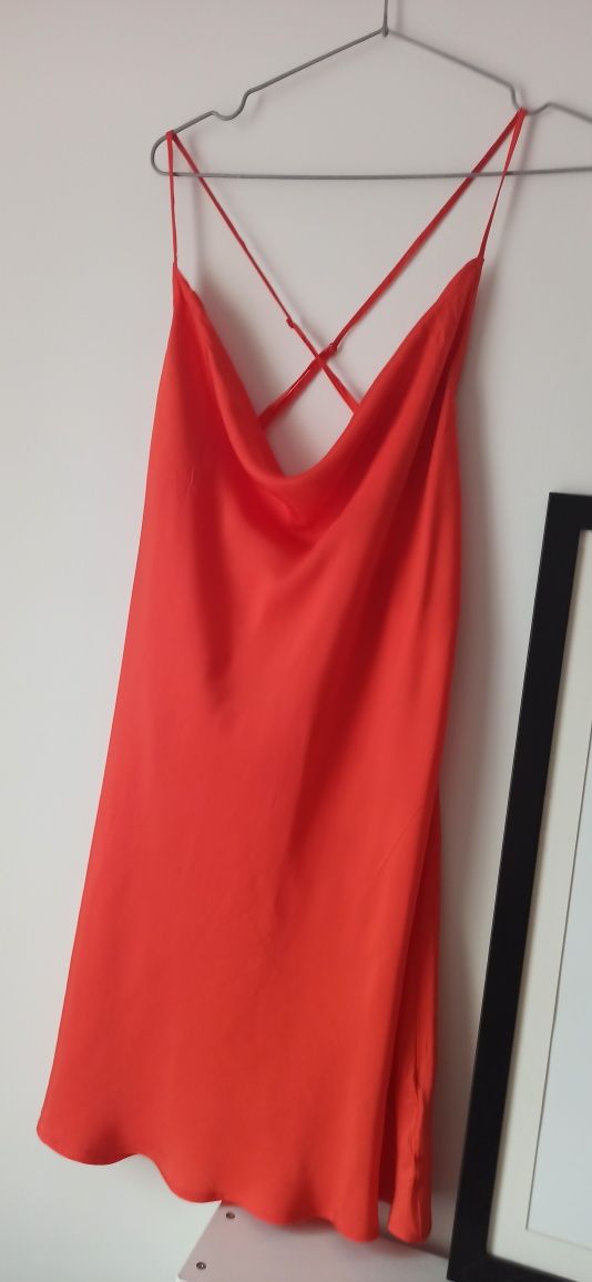 Sukienka na lato L H&M wiskoza pomarańcz ramiączka na krzyż plecy