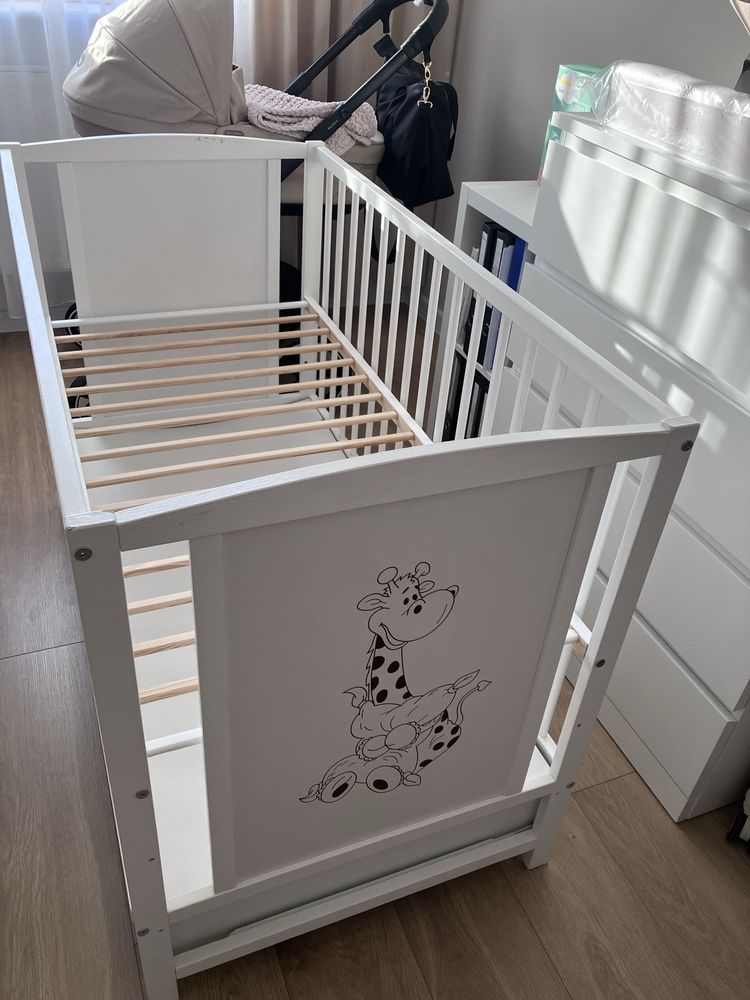 Łóżeczko niemowlęce dziecięce z szufladą
