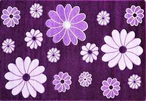 NOWOCZESNY WYCINANY DYWAN DZIECIĘCY 3D kwiatki fioletowy lila 200x290