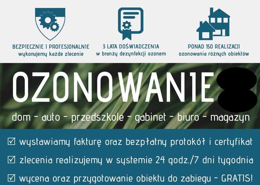 Ozonowanie mieszkań domów biur aut dezynfekcja zamgławianie Faktura