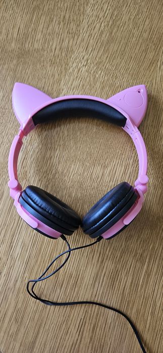 Słuchawki koty świecące uszy Led nowe USB-C cat koty różowe dla dziewc