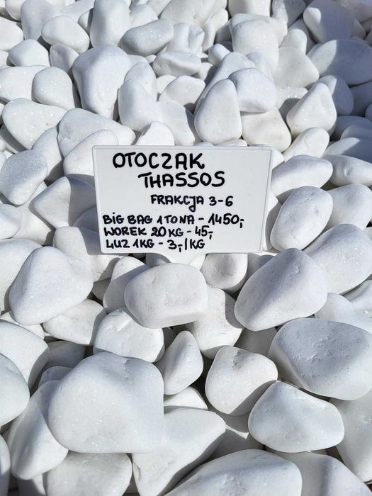 Otoczak Thassos grecki biały kamień Kamienie ogrodowe dekoracyjne ozdo