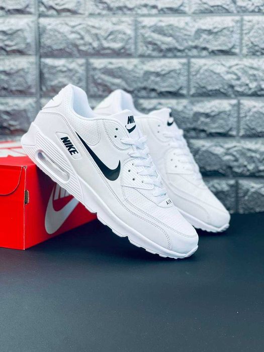 Мужские кроссовки Nike Air Max 90 White осенние кожаные кросовки найк
