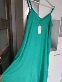 Zielona sukienka maxi na ramiączka