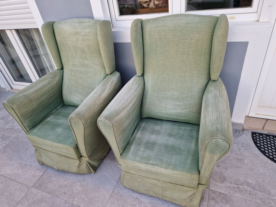 Poltronas verdes para estofar