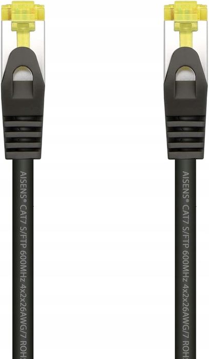 kabel rj-45 aisens do sieci lszh cat.7 600 mhz s/ftp czarny 25 cm