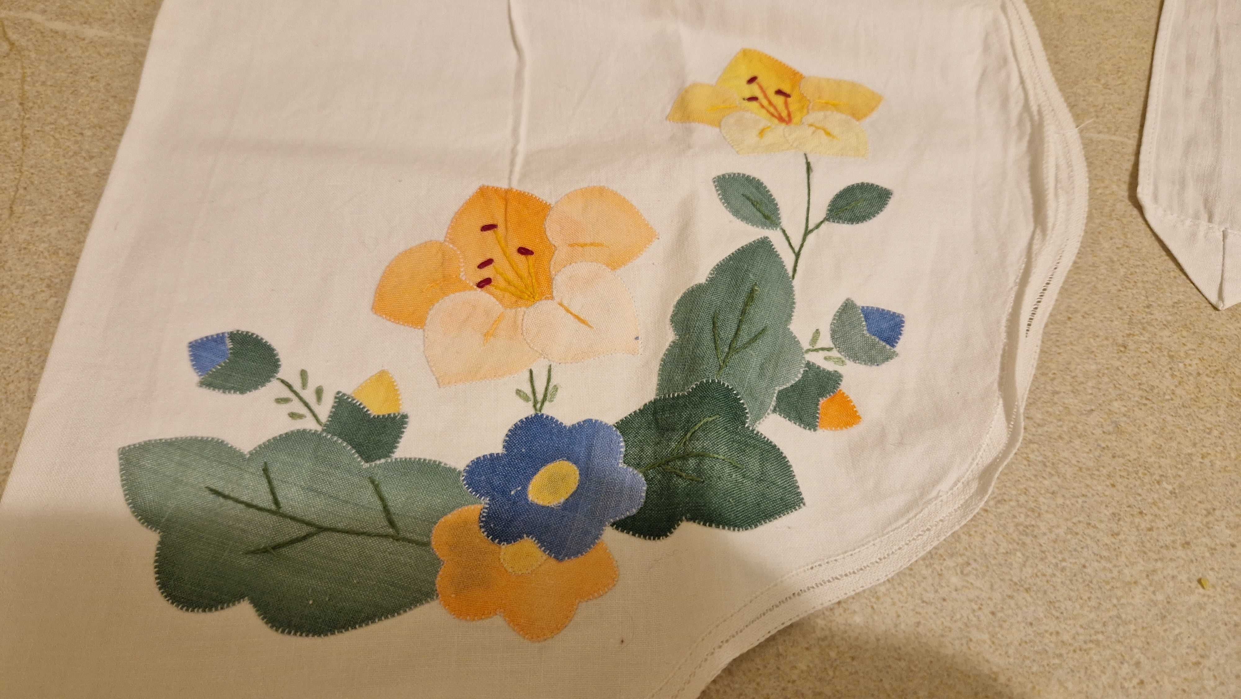 Avental bordado à mão, vintage, branco