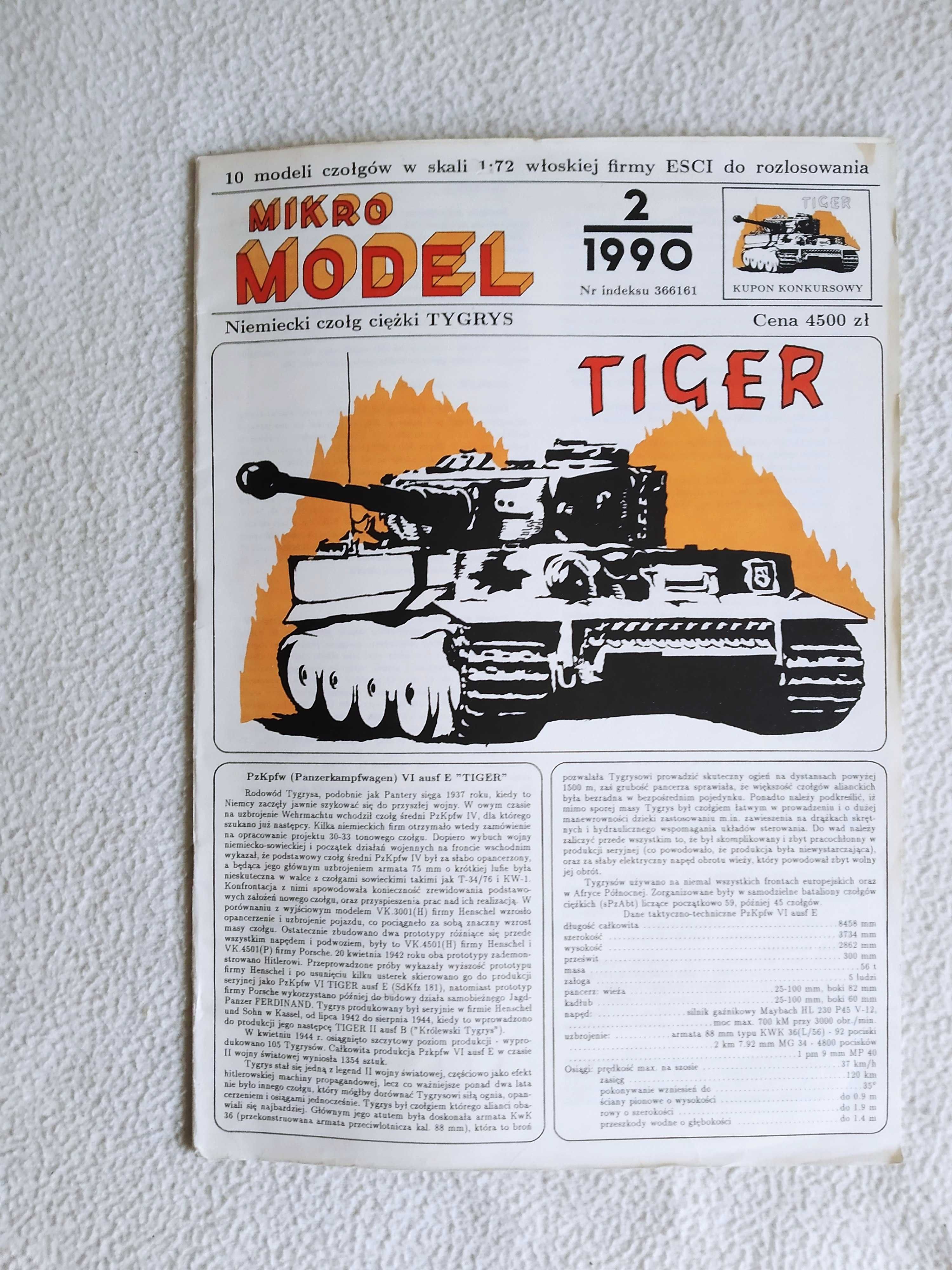 Mikro Model 1/1990 Niemiecki czołg ciężki PzKpfw VI ausf E „TIGER”