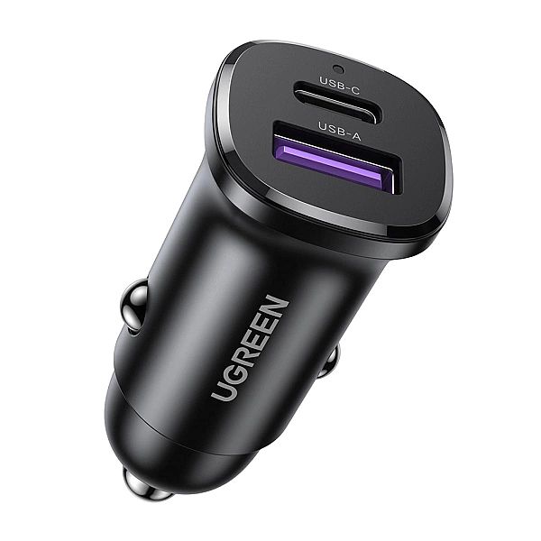 Ładowarka Ugreen EC305, 25845 samochodowa USB-C USB-A 30W - czarna