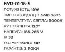 Cвітильник світлодіодний BIOM 18W накладний 5000K (BYR-01-18) , коло