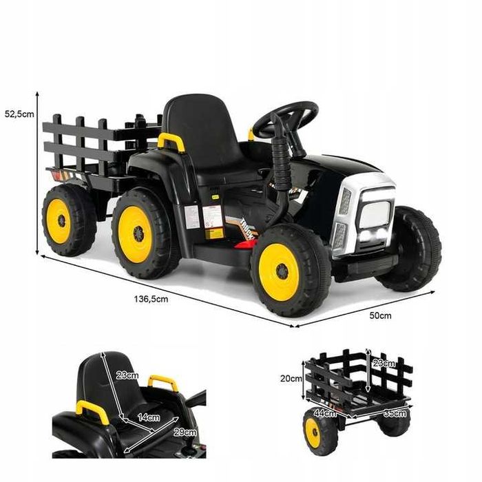 Traktor na akumulator z przyczepą