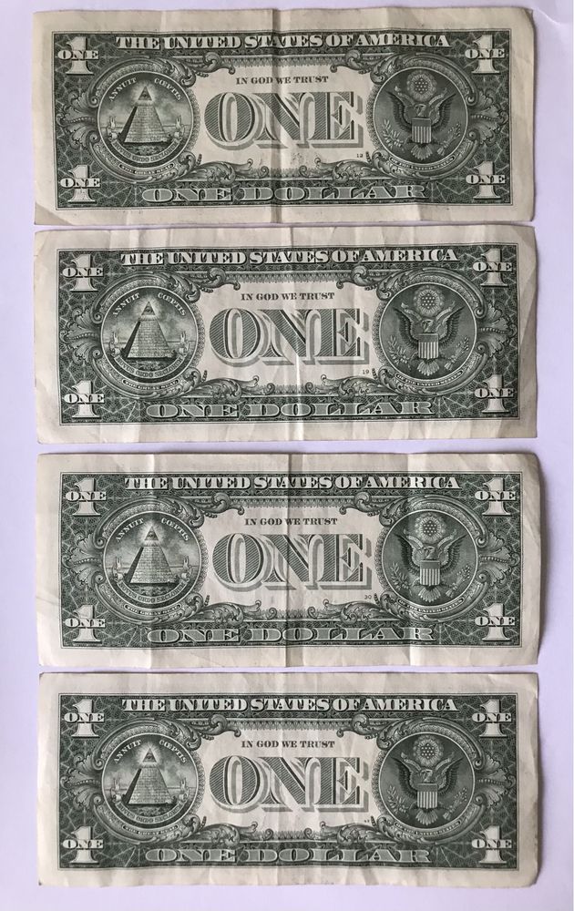 Банкноты 1 доллар (one dollar) США 2006, 2009, 2013