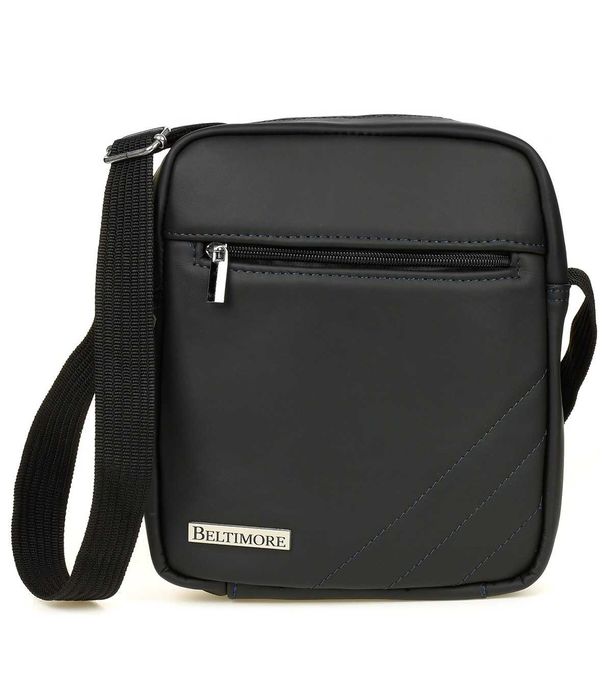 Beltimore torba męska na ramię skórzana czarna pasek