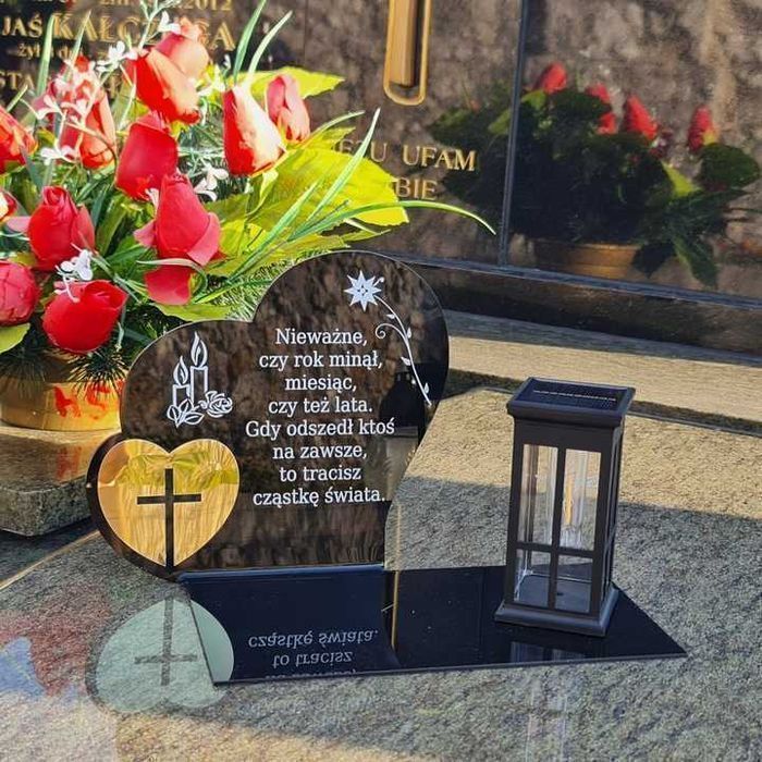 Solarny znicz led statuetka na cmentarz grób duża