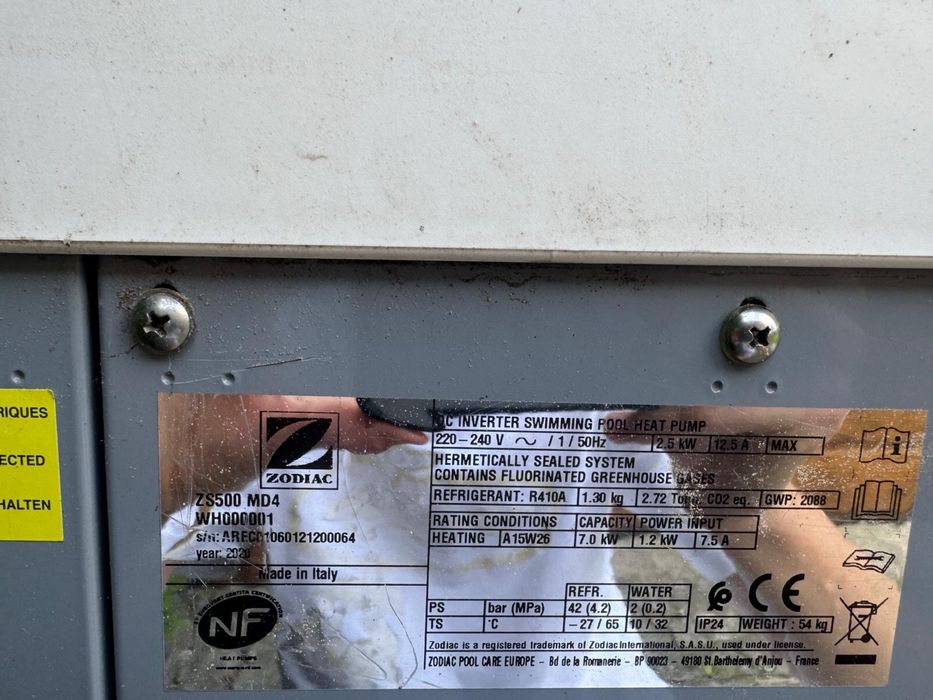 Basenowa pompa ciepła 10kw zodiac ZS 500 MD4