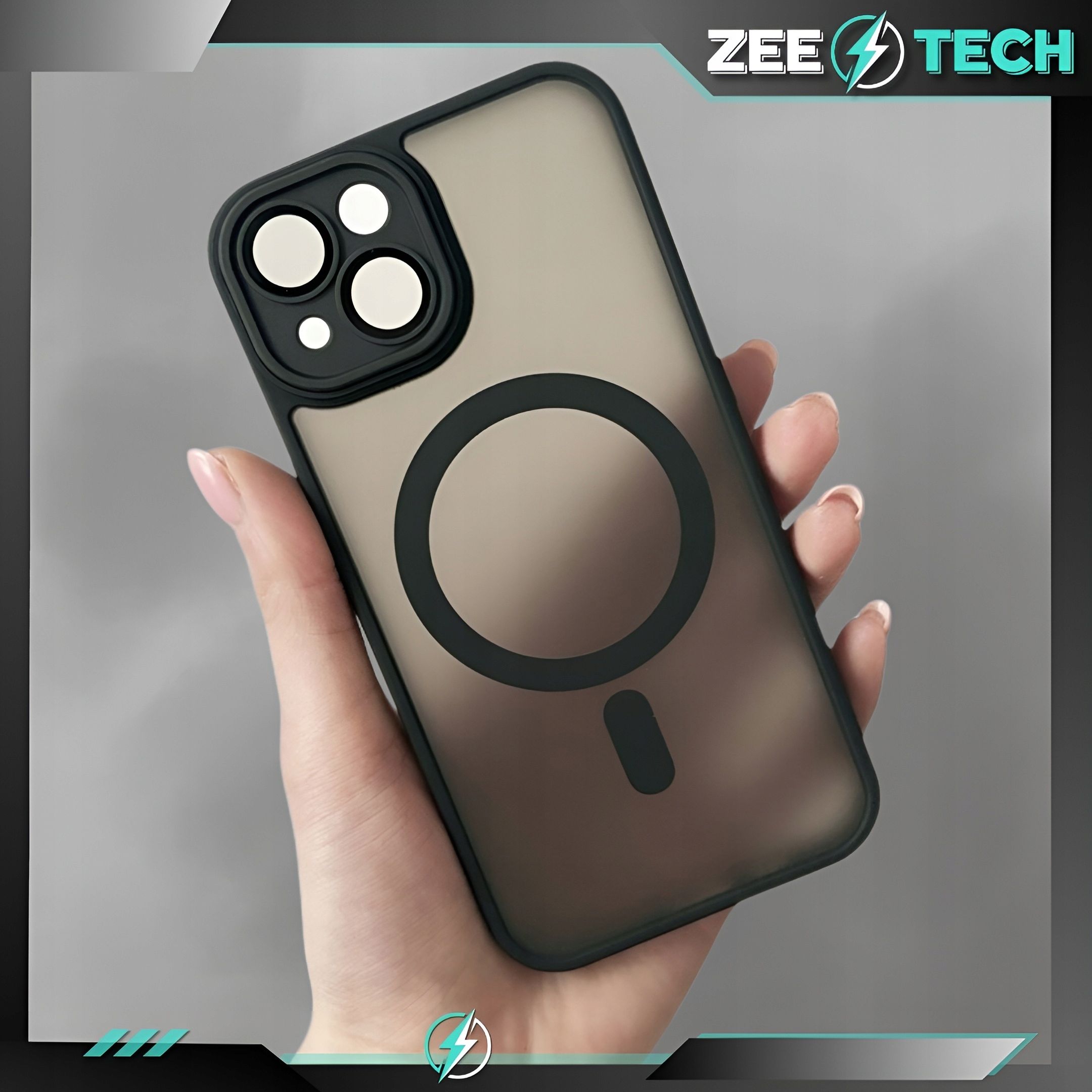 Etui Do Iphone 13 | 14 Magsafe Czarne Case Pancerne Osłona + Szkło