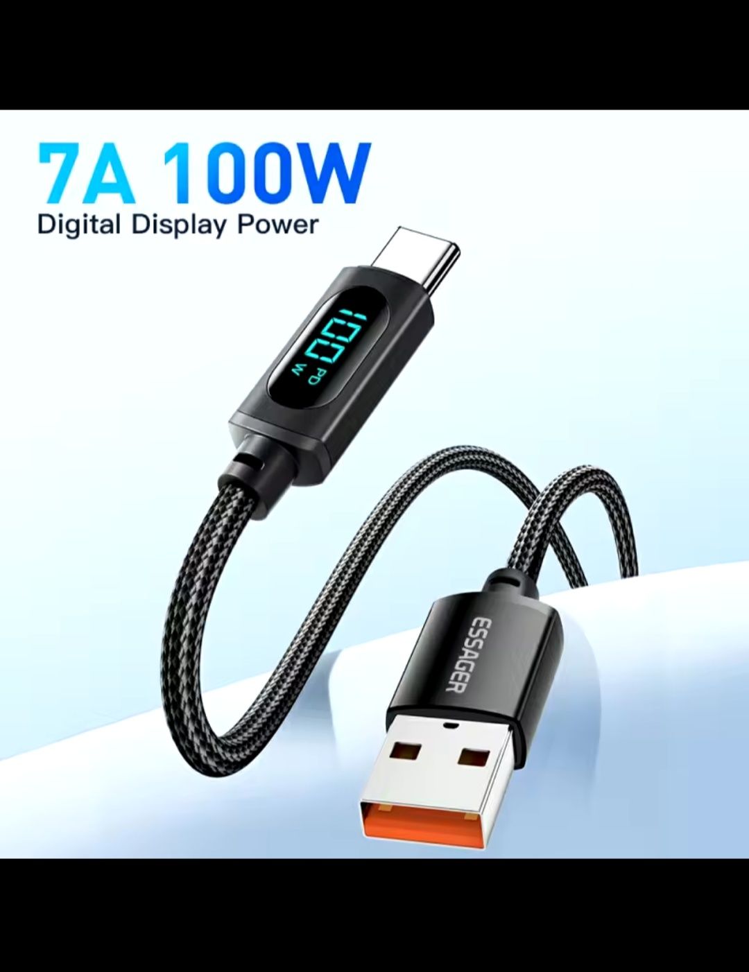 Kabel USB C 7A 100W LCD supervooc